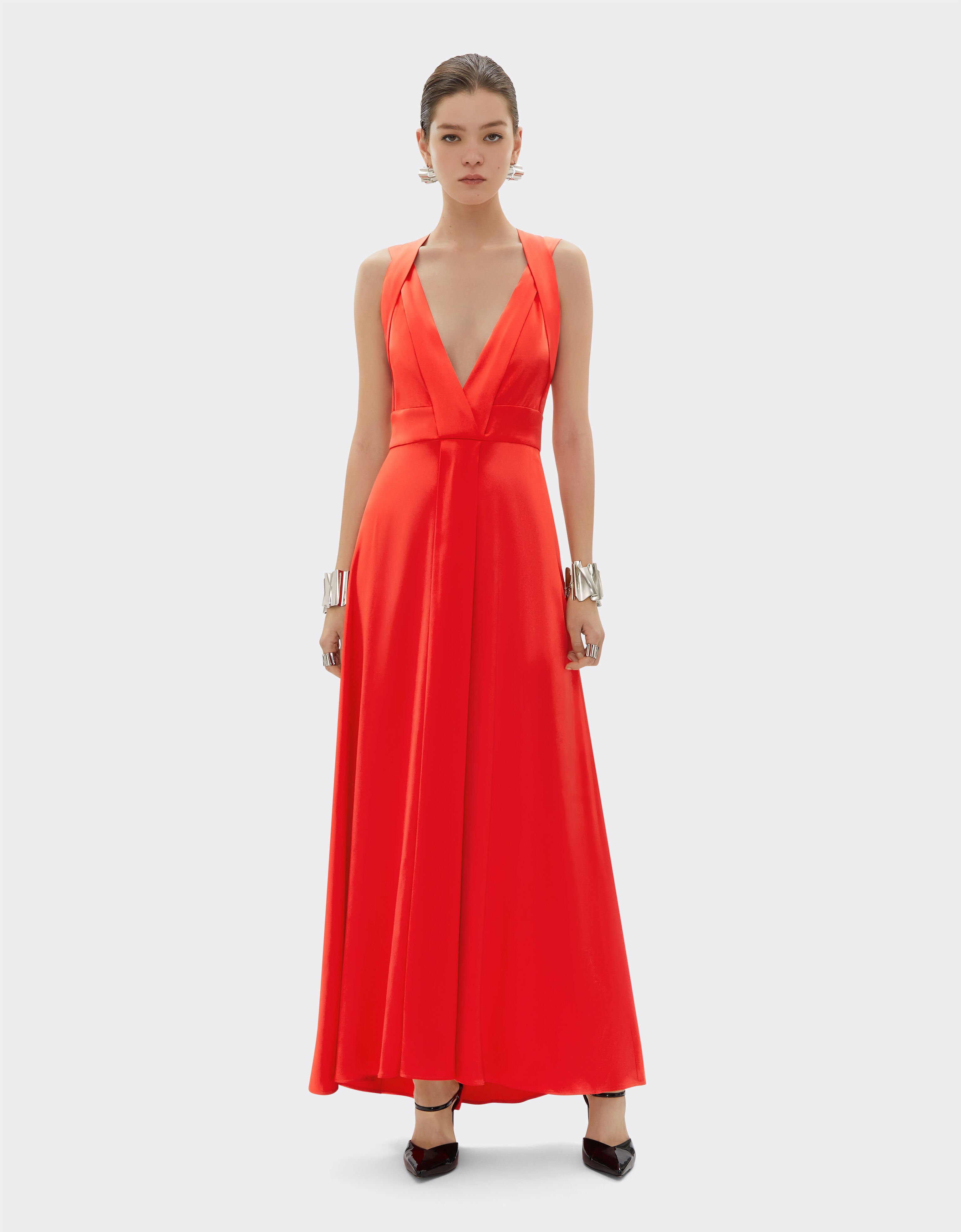 Ferrari Langes Kleid aus Stretch-Satin-Twill Schwarz 21633f