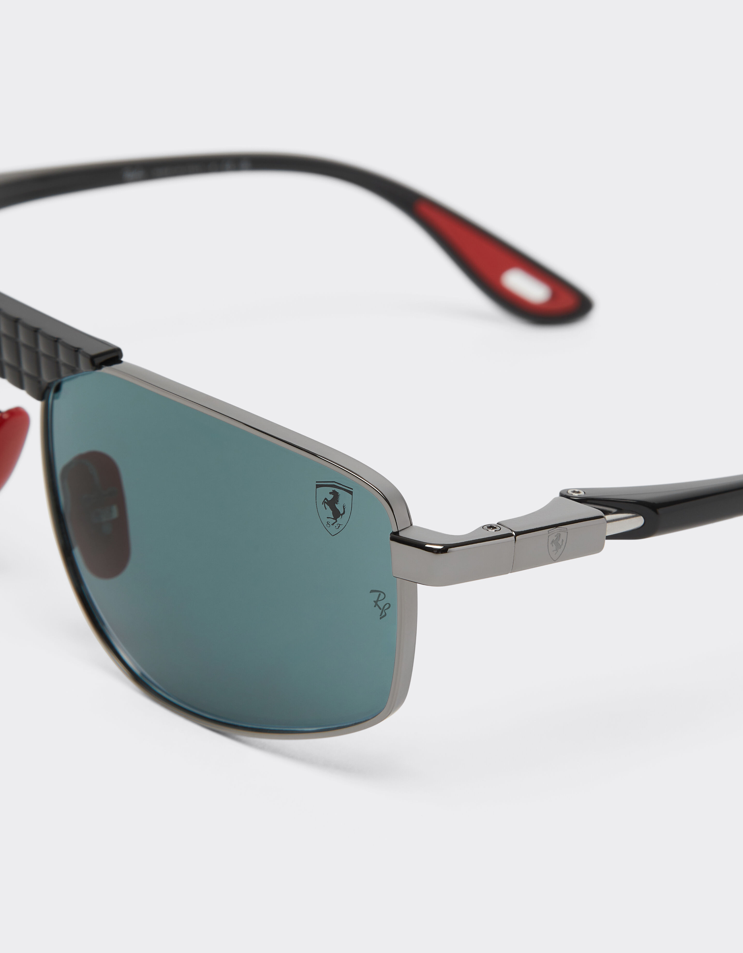 Ferrari Ray-Ban for Scuderia Ferrari RB3776M in gunmetal-coloured metal with blue lenses Gunmetal LA0EGf