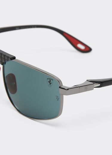 Ferrari Ray-Ban for Scuderia Ferrari RB3776M in gunmetal-coloured metal with blue lenses Gunmetal LA0EGf