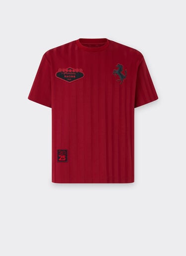 Ferrari Striped cotton T-shirt with Ferrari logo Maison Red 51023f