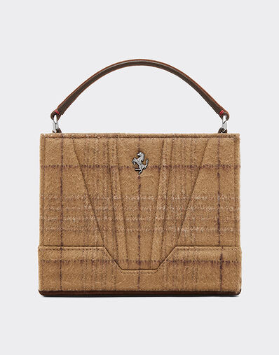 Ferrari Ferrari GT micro tote bag in wool tartan and suede leather Espresso 49126f