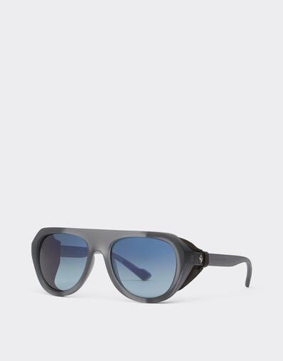 Ferrari Ferrari matt grey sunglasses with leather details and polarised lenses Ingrid F1255f