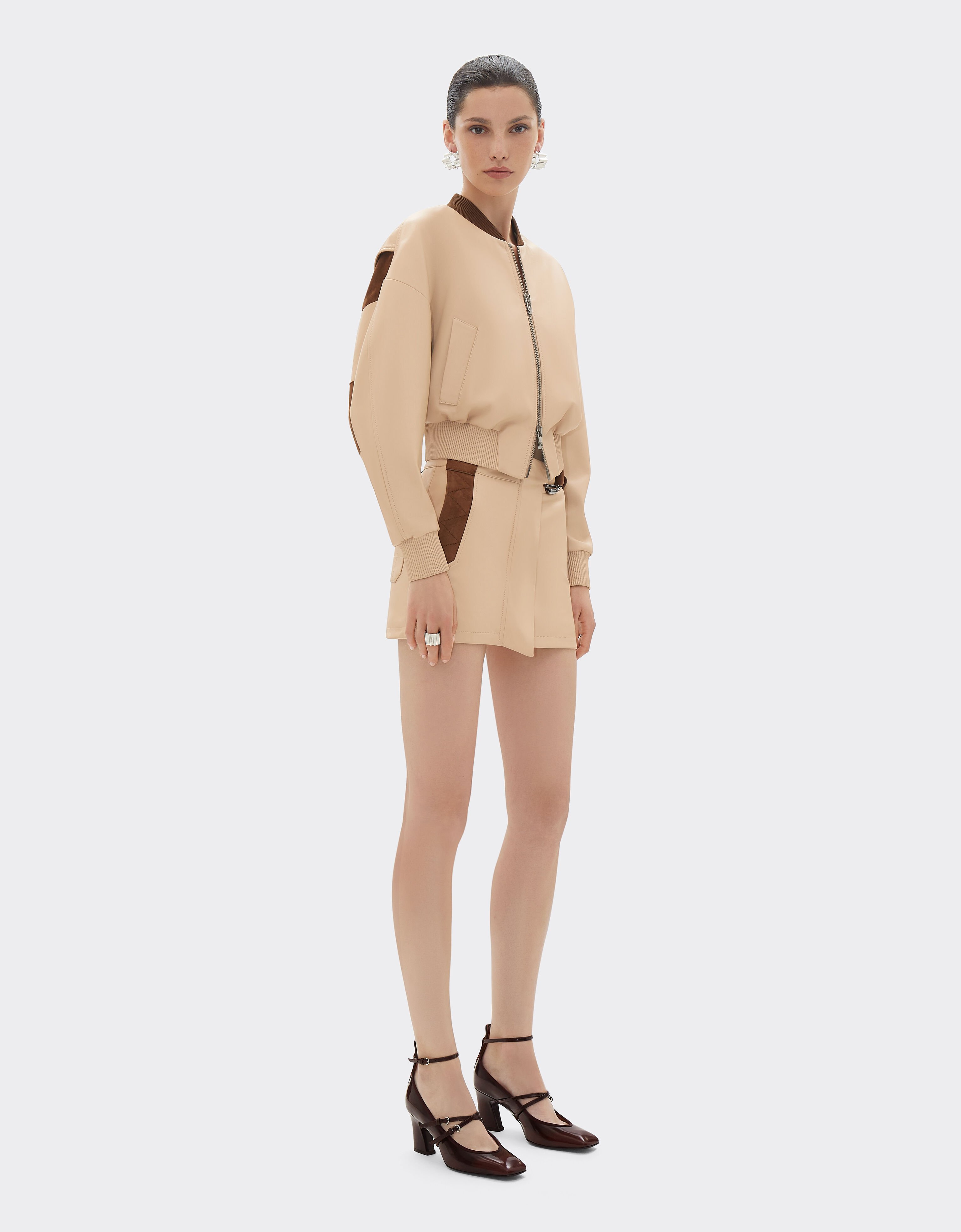 Ferrari Mini skirt in nappa and suede Chalk 22590f