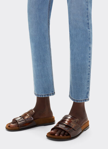 Ferrari Slide loafers in brushed leather Brown 22232f