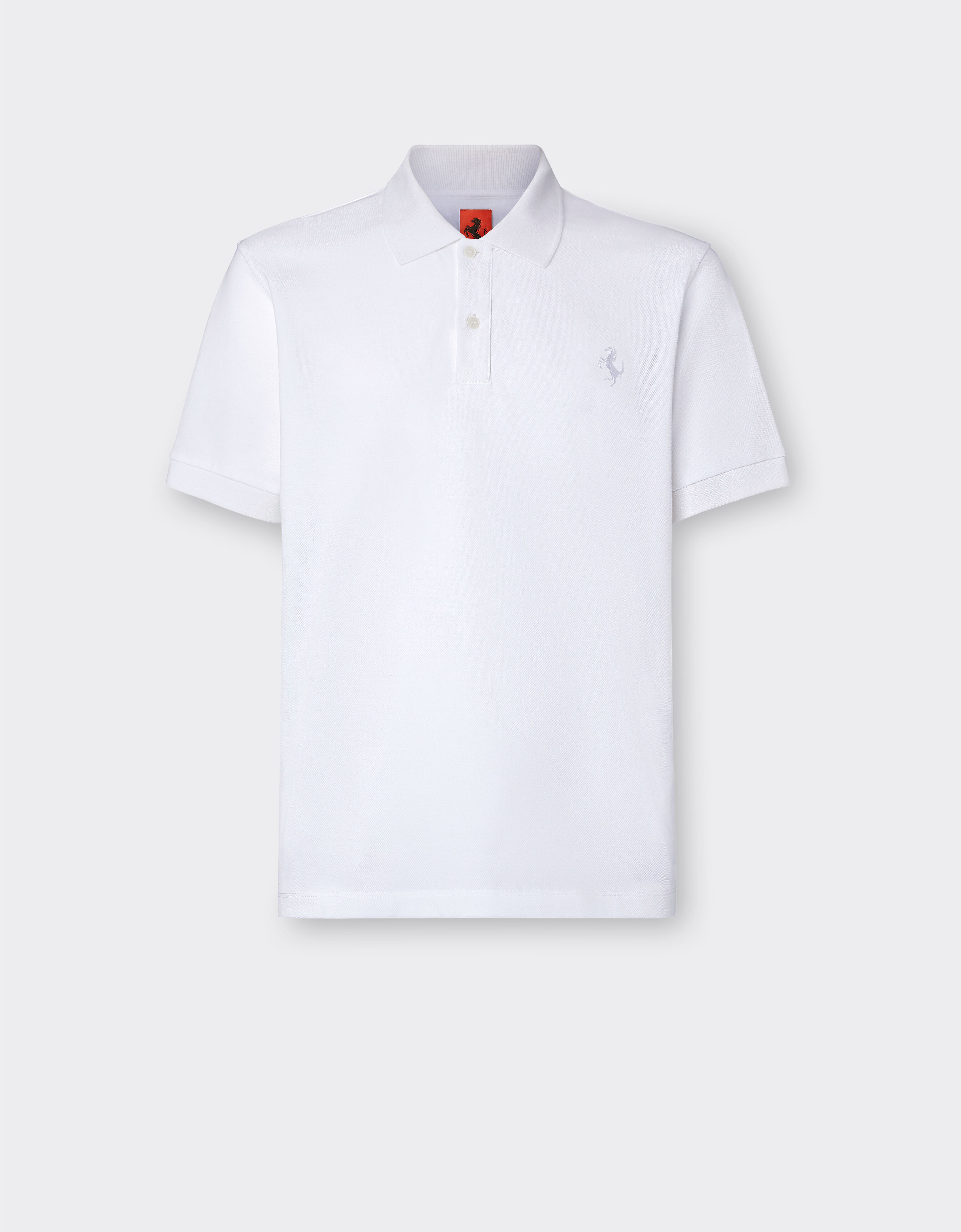 Ferrari Solid-colour polo shirt in piqué cotton Optical White 48490f
