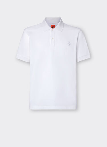 Ferrari Einfarbiges Poloshirt aus Baumwollpikee Optisch Weiß 47822f