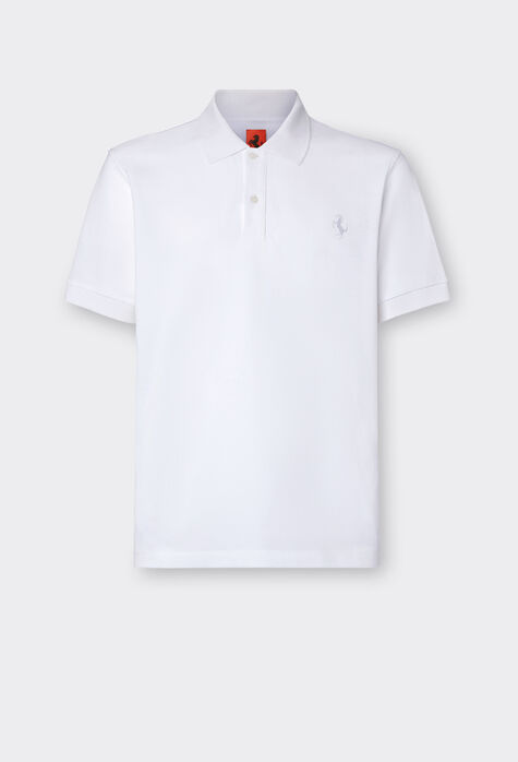 Ferrari Solid-colour polo shirt in piqué cotton Optical White 48490f