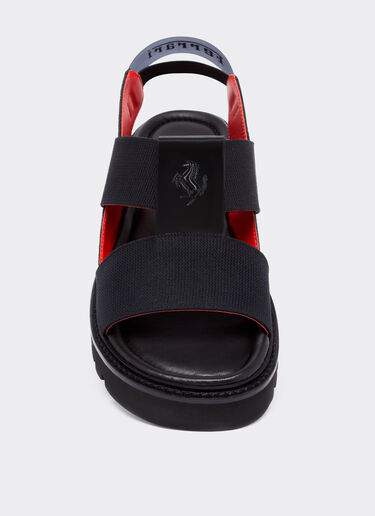 Ferrari 皮革和弹力网布凉鞋 黑色 20720f