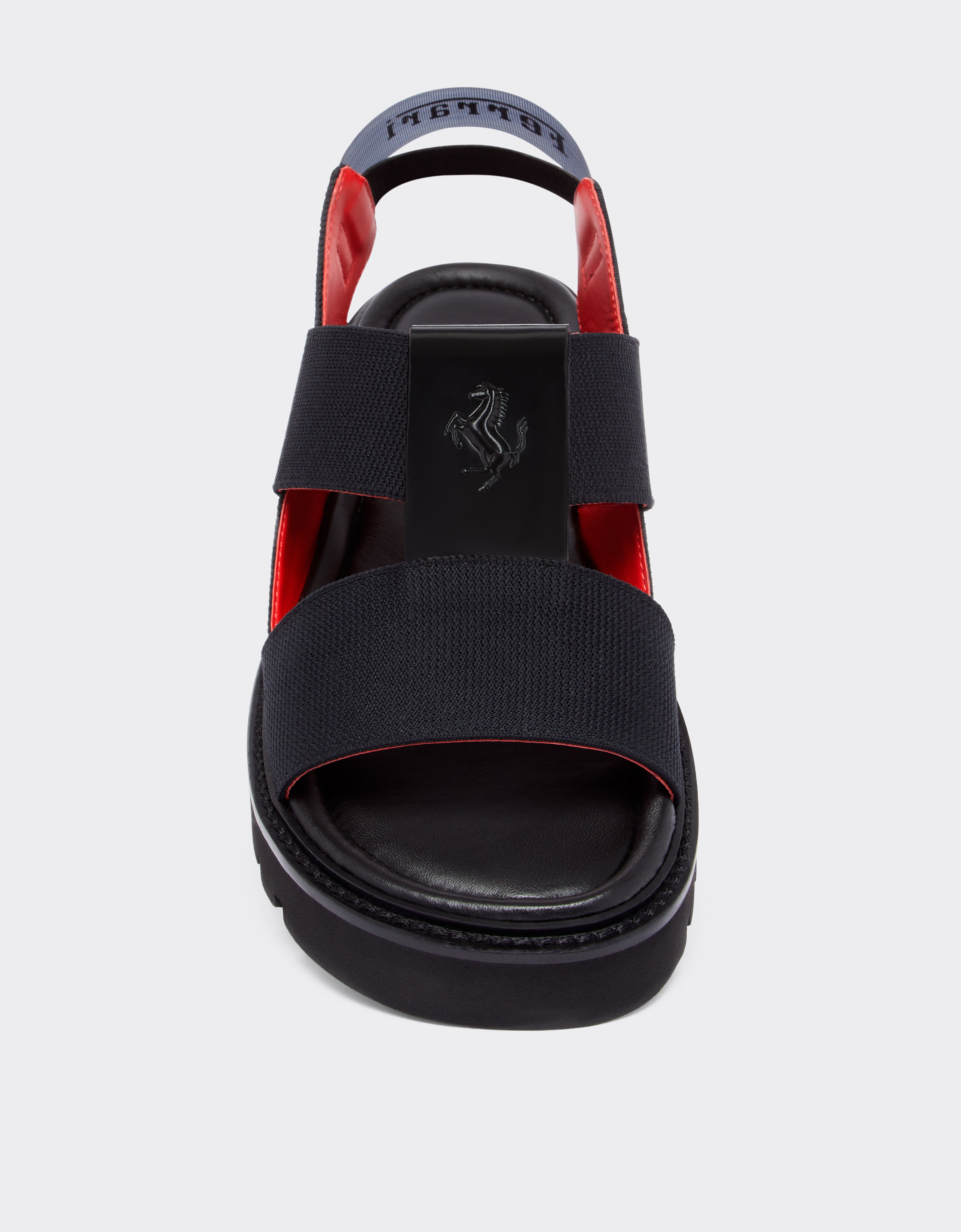 Ferrari Sandale aus Leder und elastischem Strick Schwarz 20720f