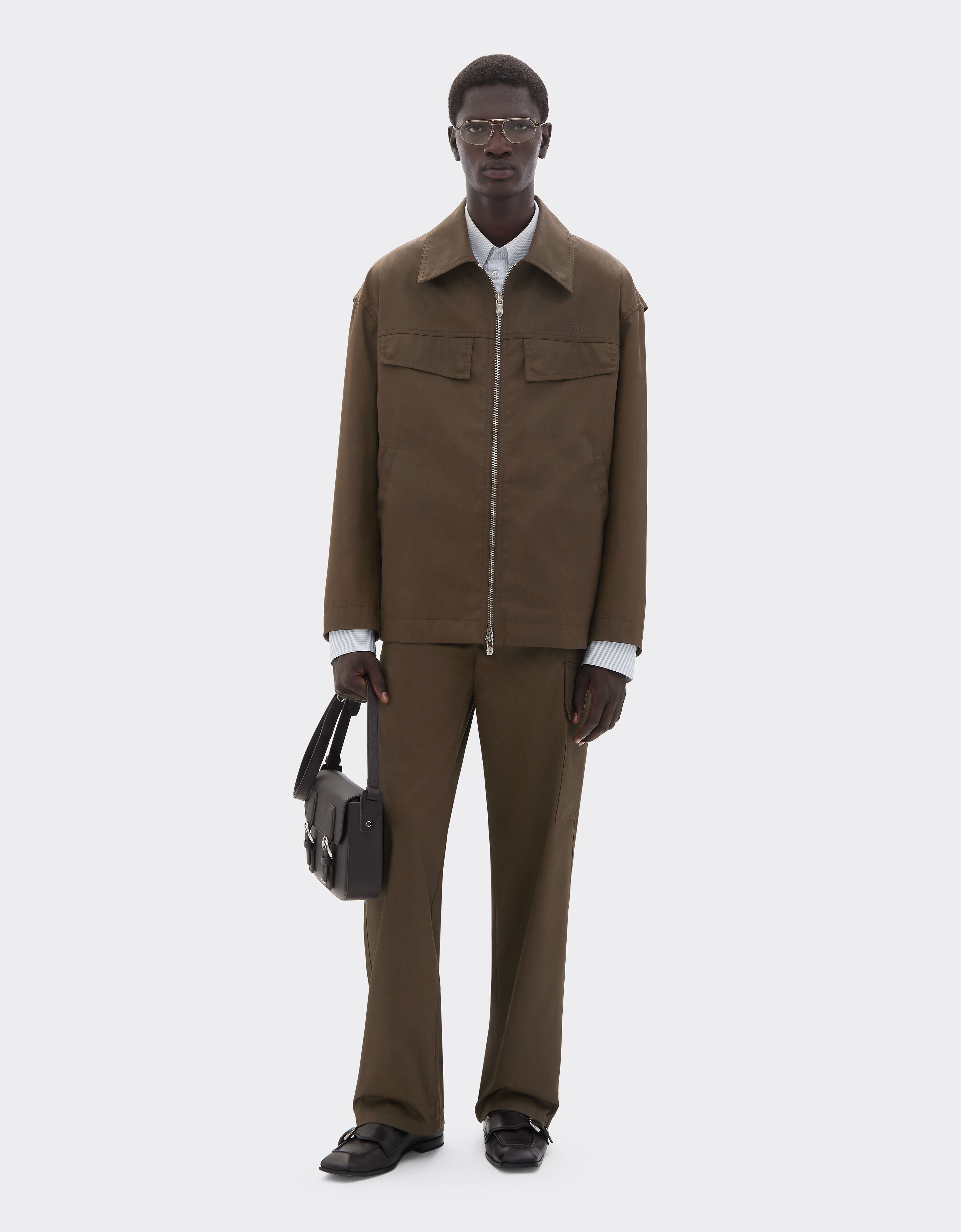 Ferrari Technical gabardine jacket with a vintage effect Khaki Green 49921f