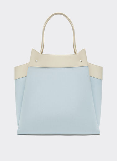 Ferrari Ferrari x Charles Leclerc tote bag in canvas and leather Steel Blue 49184f