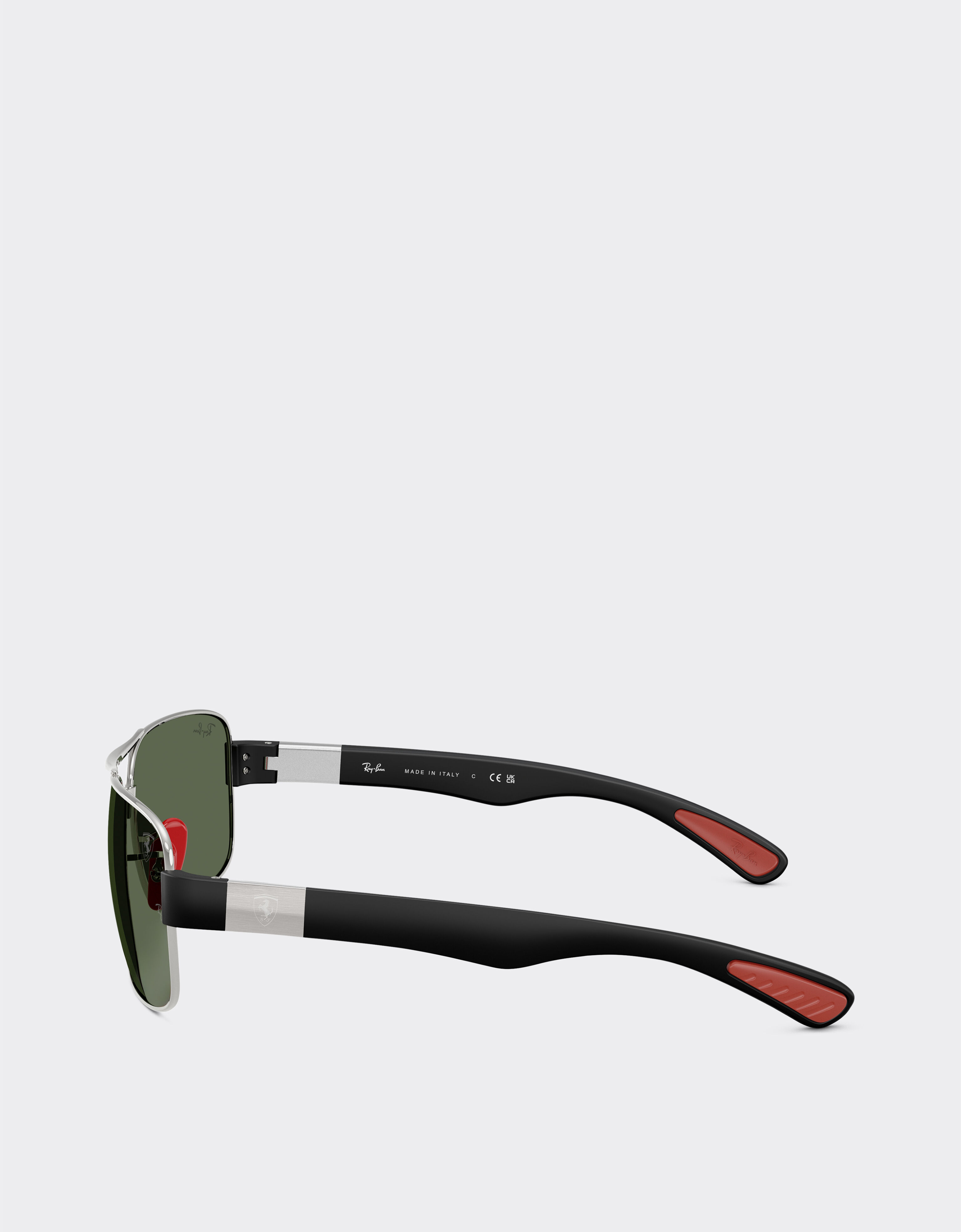 Ferrari Ray-Ban for Scuderia Ferrari RB3763M in metallo argento e plastica nera con lenti verde scuro Silver LA01Ff