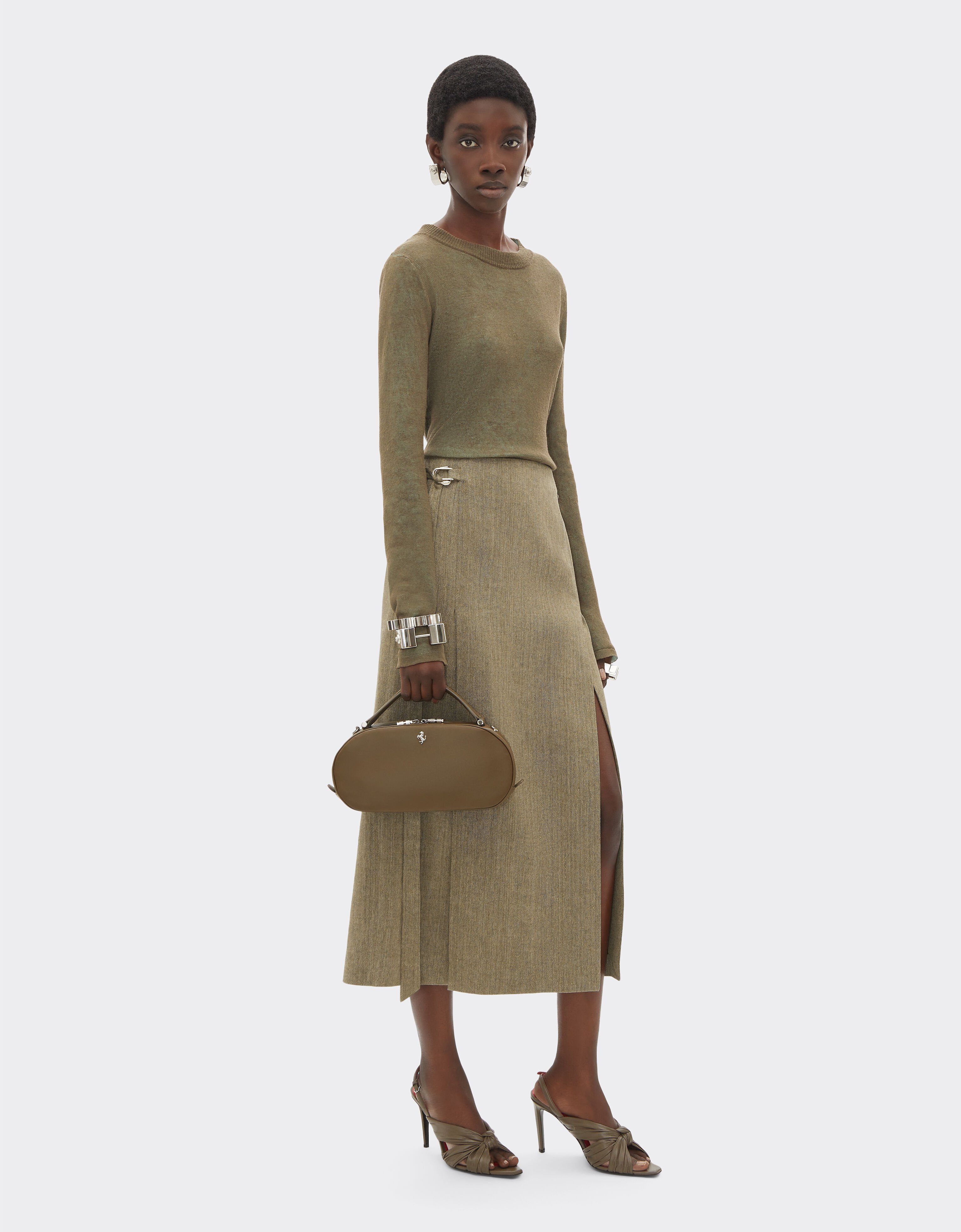 Ferrari The Ferrari Dino Mini Bowling Bag Soft in leather Khaki Green 50579f