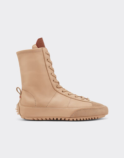 Ferrari Nappa leather and suede high-top driver sneaker Nude 22738f