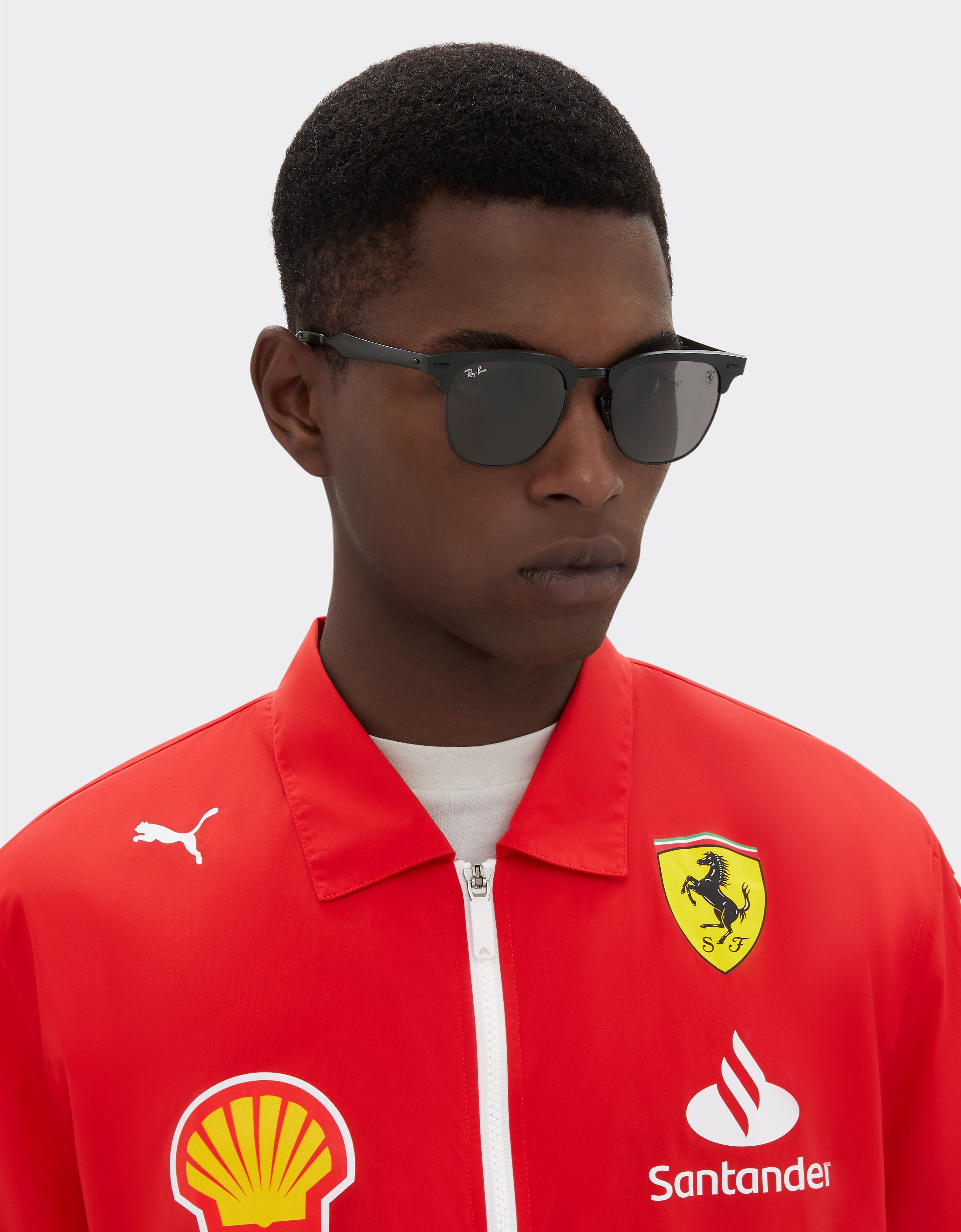 Ferrari Ray-Ban für Scuderia Ferrari RB3807M in schwarzem Metall mit dunkelgrauen Gläsern Schwarz F1512f