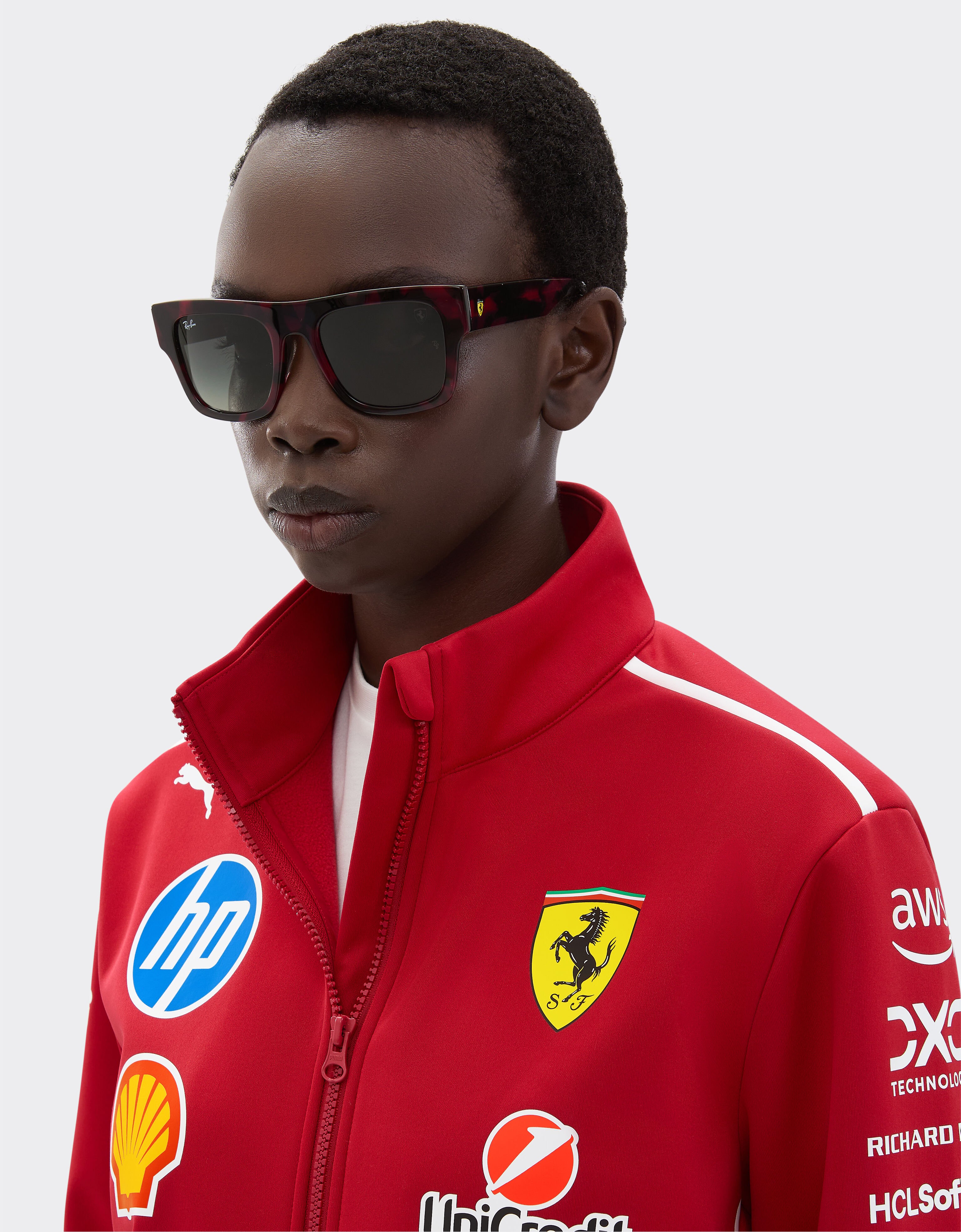 Ferrari Ray-Ban für Scuderia Ferrari RB2217M aus havannaroten Acetat mit grauen Verlaufsgläsern Rosso Corsa LA013f