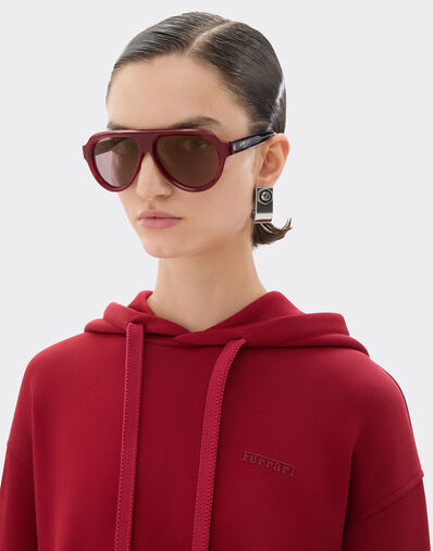 Ferrari Ferrari sunglasses in opal red acetate with gold mirrored purple polarized lenses Dark Red LA0EVf