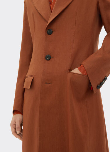 Ferrari Coat in linen and viscose gabardine Tabacco 22087f