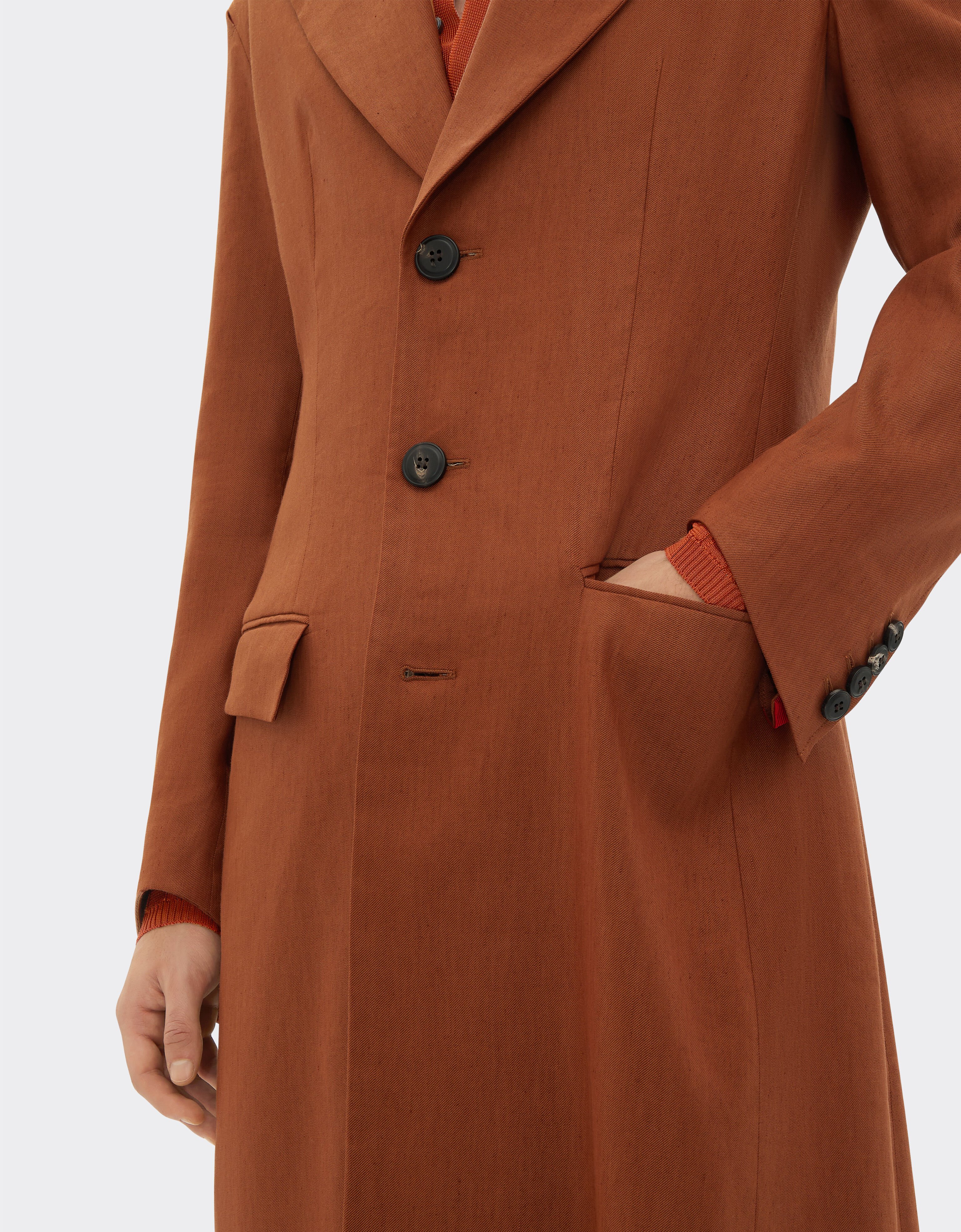 Ferrari Coat in linen and viscose gabardine Tabacco 22087f