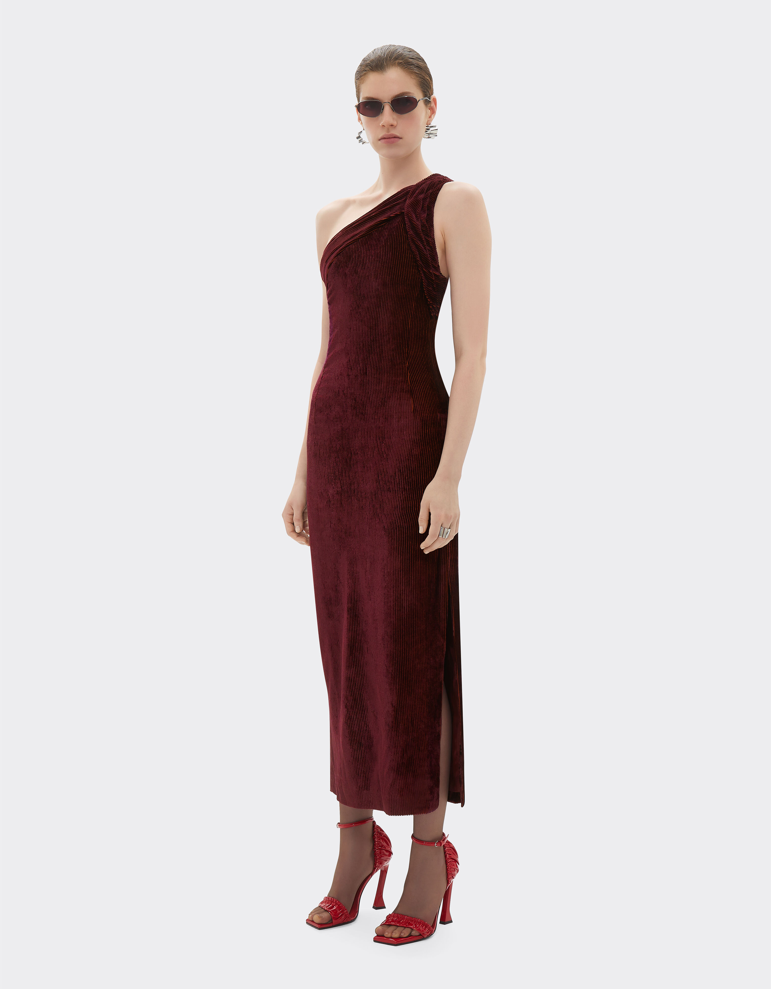 Ferrari Shiny corduroy dress Mahogany 22644f