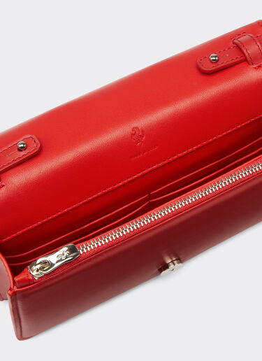 Ferrari 法拉利 GT 链饰皮革手拿钱包 Rosso Dino 红色 20563f