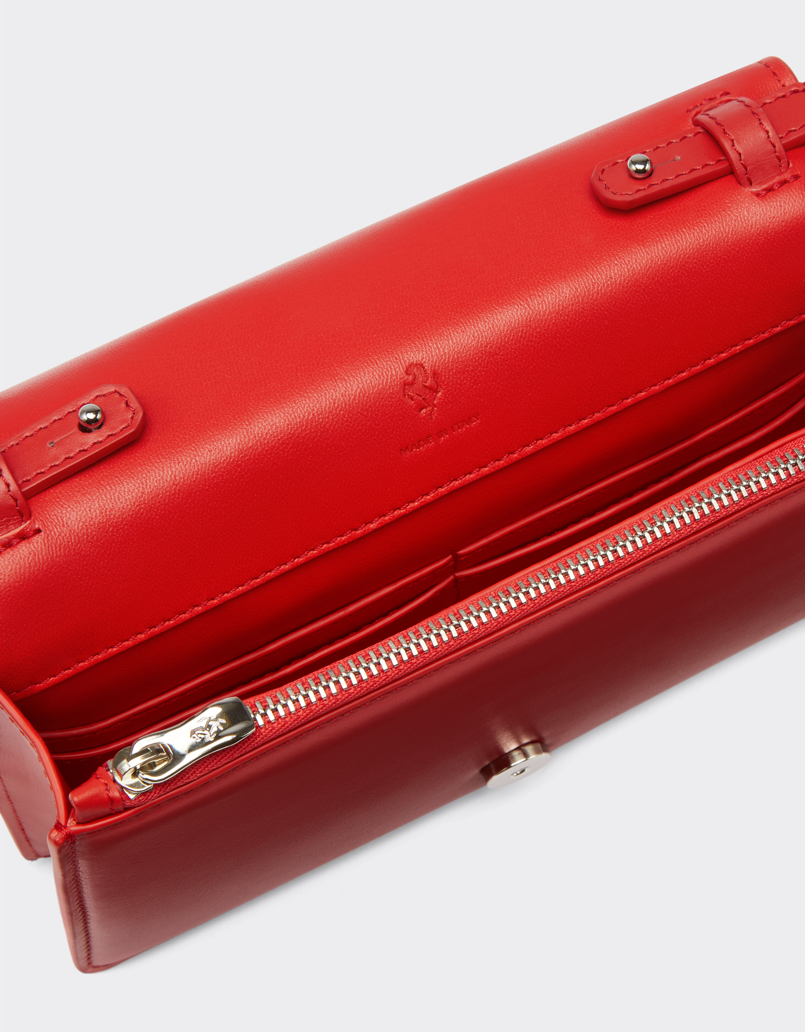 Ferrari 法拉利 GT 链饰皮革手拿钱包 Rosso Dino 红色 20563f