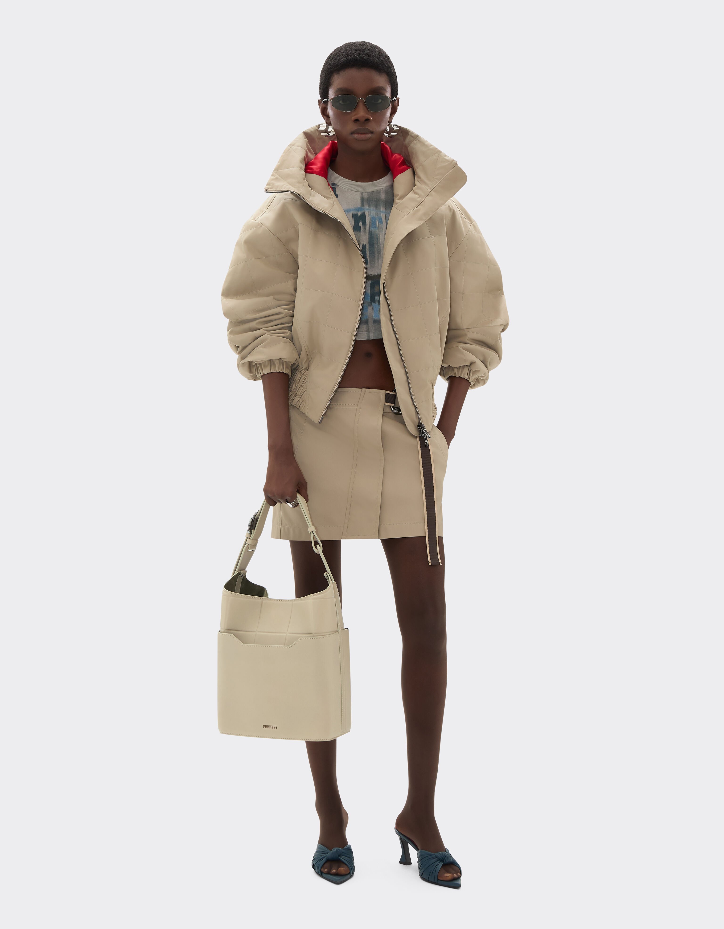 Ferrari Leather bucket bag Chalk 49145f