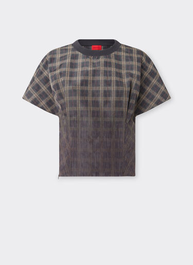 Ferrari Cropped T-Shirt aus bedrucktem Nylonkaro Chiné Mahagoni 49682f