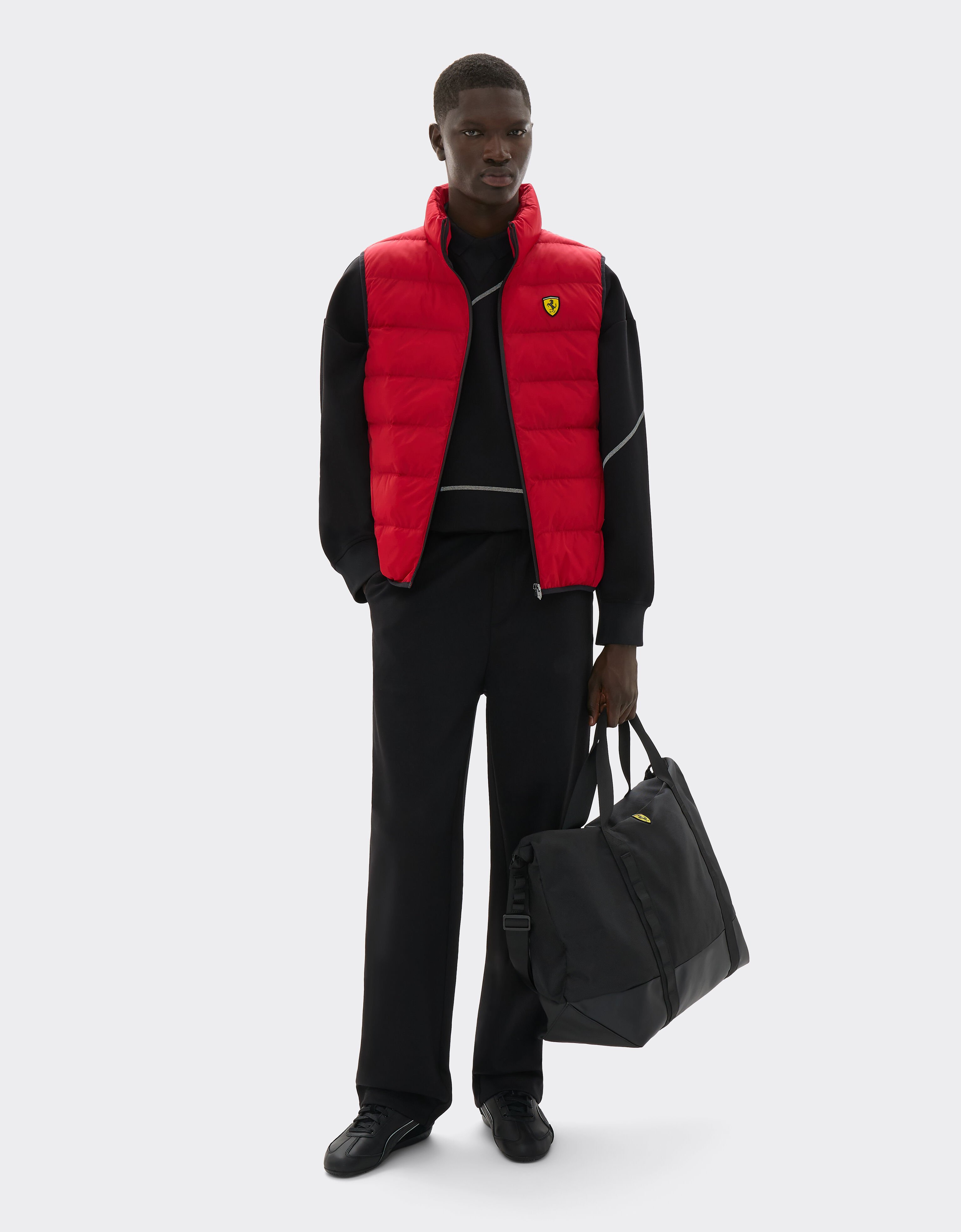  Quilted nylon vest with Ferrari Scudetto Rosso SWMVT0001WNY0003f