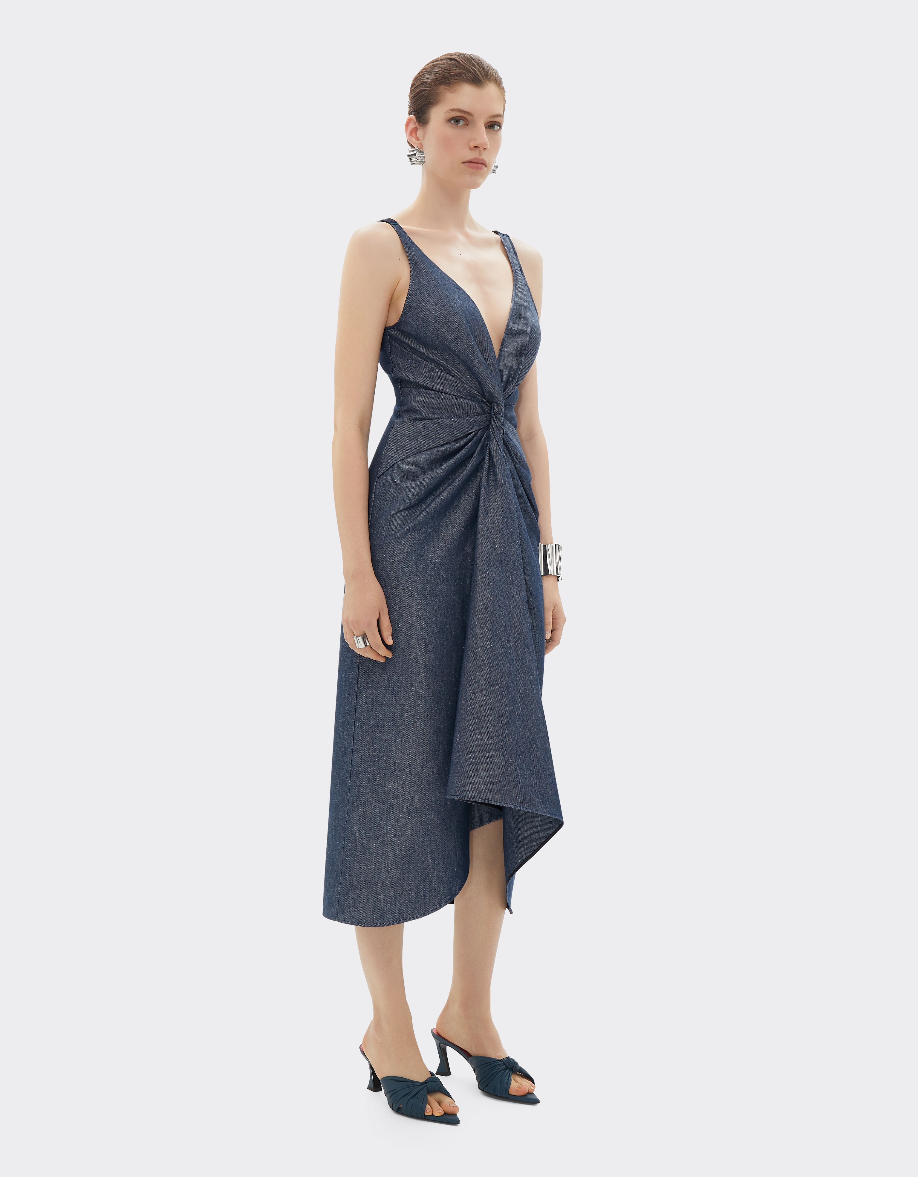 Ferrari Abito midi in tricotina effetto denim Denim Scuro 22446f