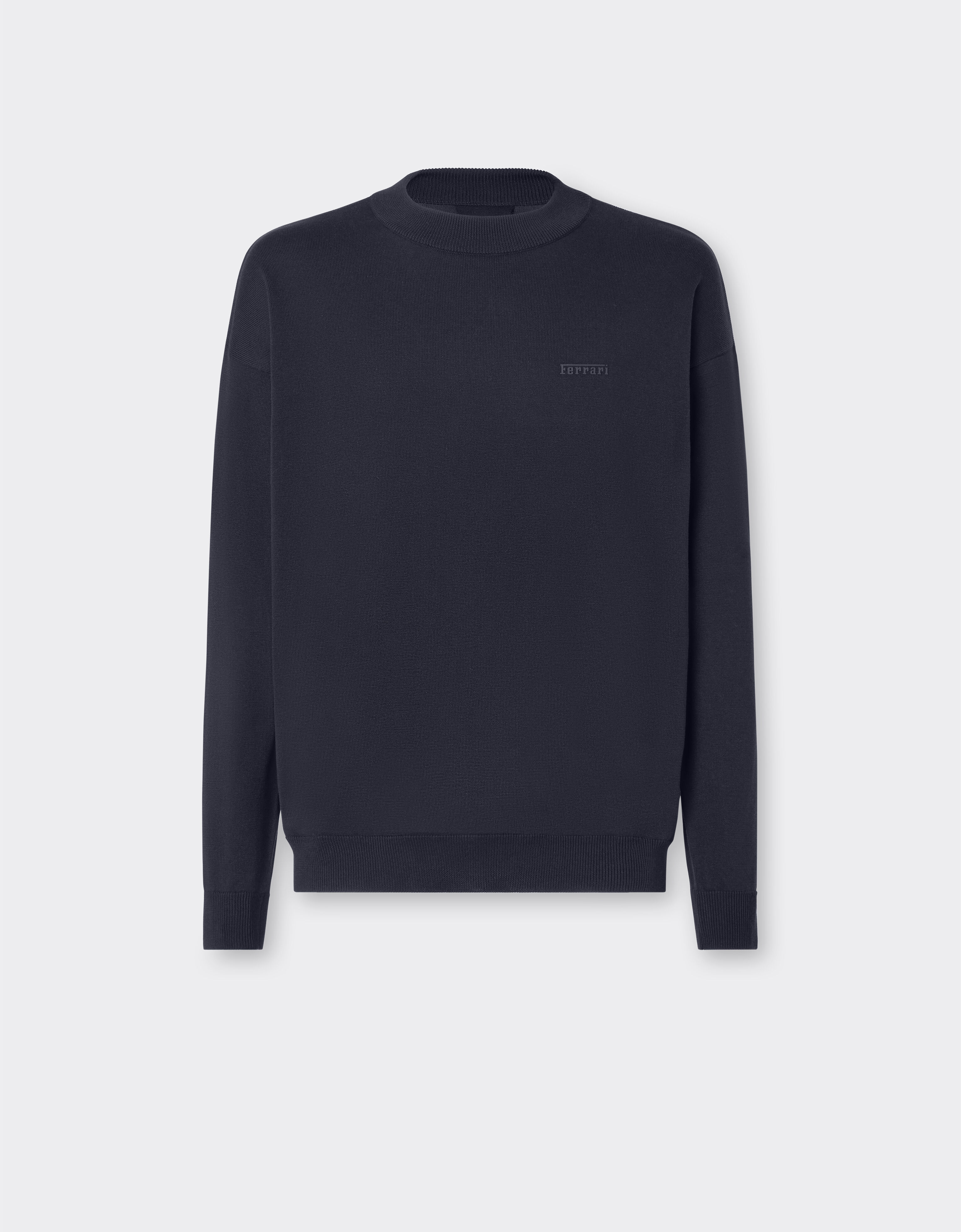 Ferrari Cotton and silk sweatshirt with Ferrari logo Navy 48378f