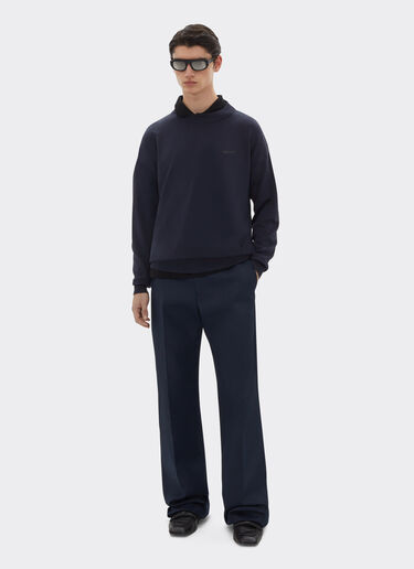 Ferrari Chemise à manches longues en coton et soie Bleu marine 48378f