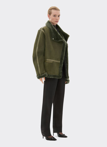 Ferrari Caban in lana merino effetto astrakan Verde Loden 49249f