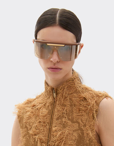 Ferrari Limited Edition Ferrari metal and leather sunglasses with  gold mirroredlens Brown LA0F6f