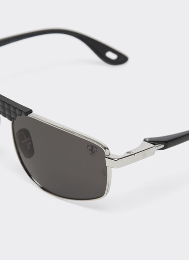 Ferrari Ray-Ban for Scuderia Ferrari RB3776M in silver and black metal with polarised dark grey lenses Silver LA0EHf