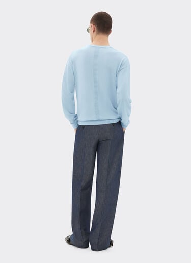 Cashmere and silk jumper with link pattern Ferrari Cashmere and silk jumper with link pattern Steel Blue 22660f
