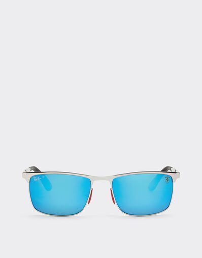 Ferrari Ray-Ban for Scuderia Ferrari RB3726MF silver with blue mirror green polarised lenses Silver F1029f