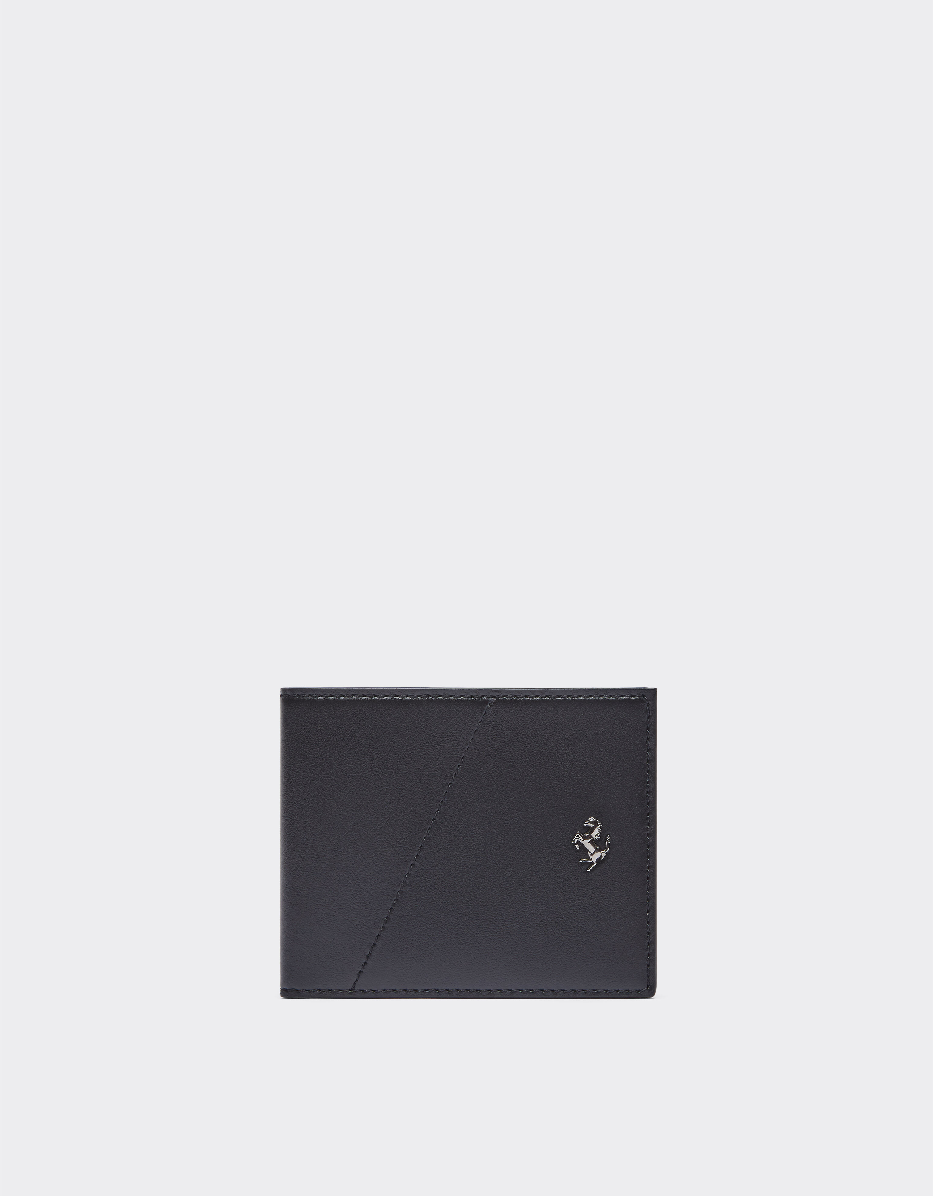 Ferrari Portefeuille carré en cuir lisse Noir 20419f