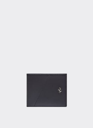 Ferrari Quadratisches Portemonnaie aus Glattleder Schwarz 20419f