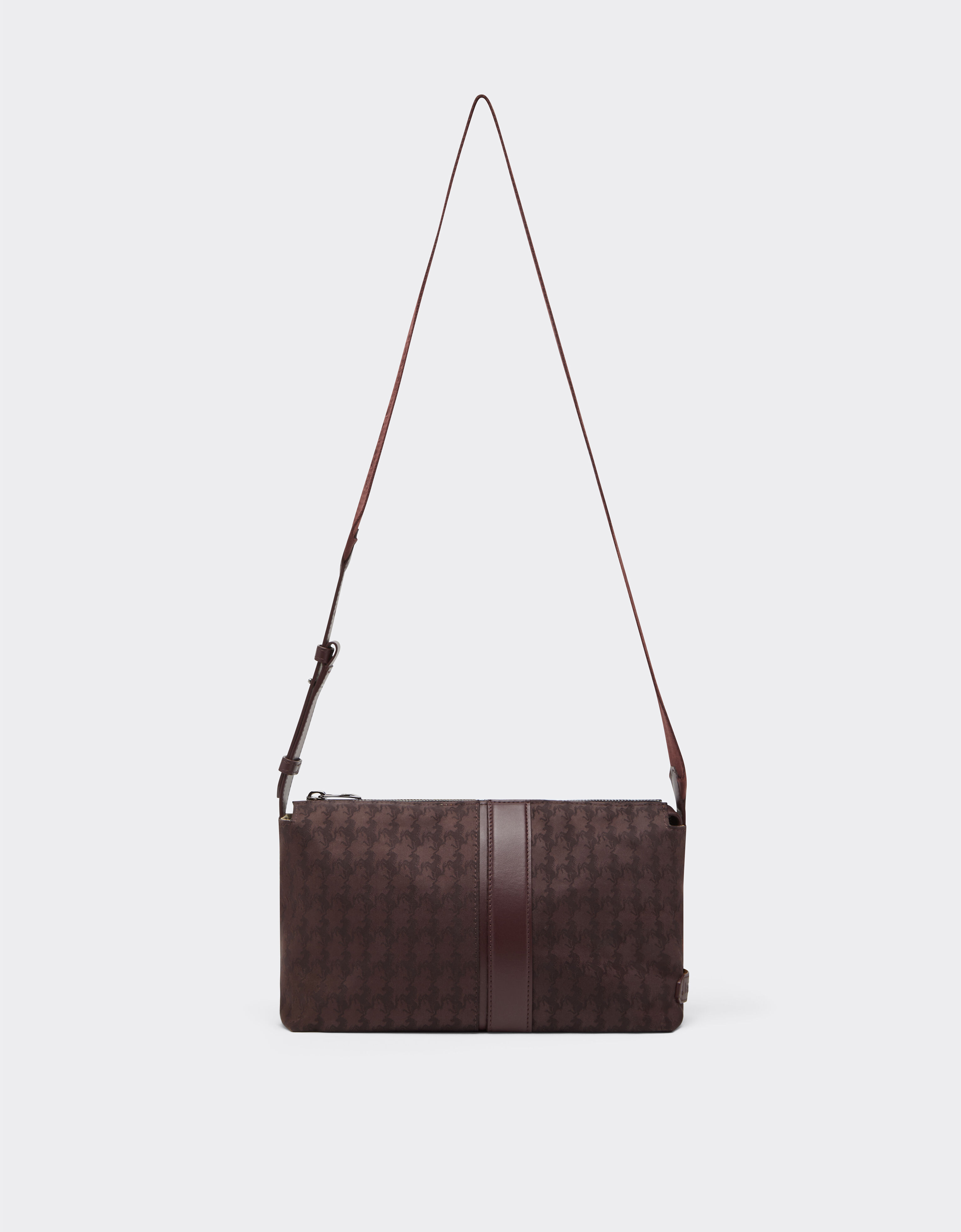 Ferrari Bolso cruzado en jacquard Q-Cycle® con estampado Cavallino Caoba 49139f
