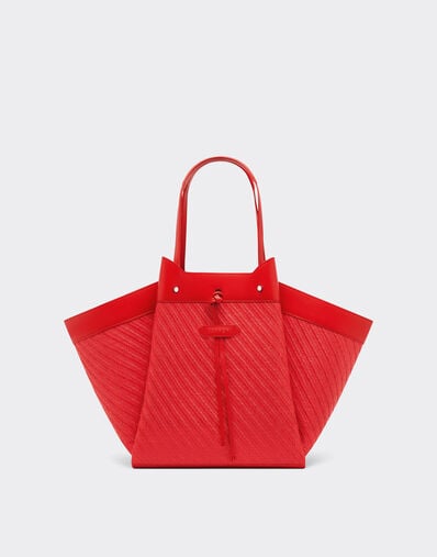 Ferrari Raffia and leather tote bag Rosso Dino 49110f
