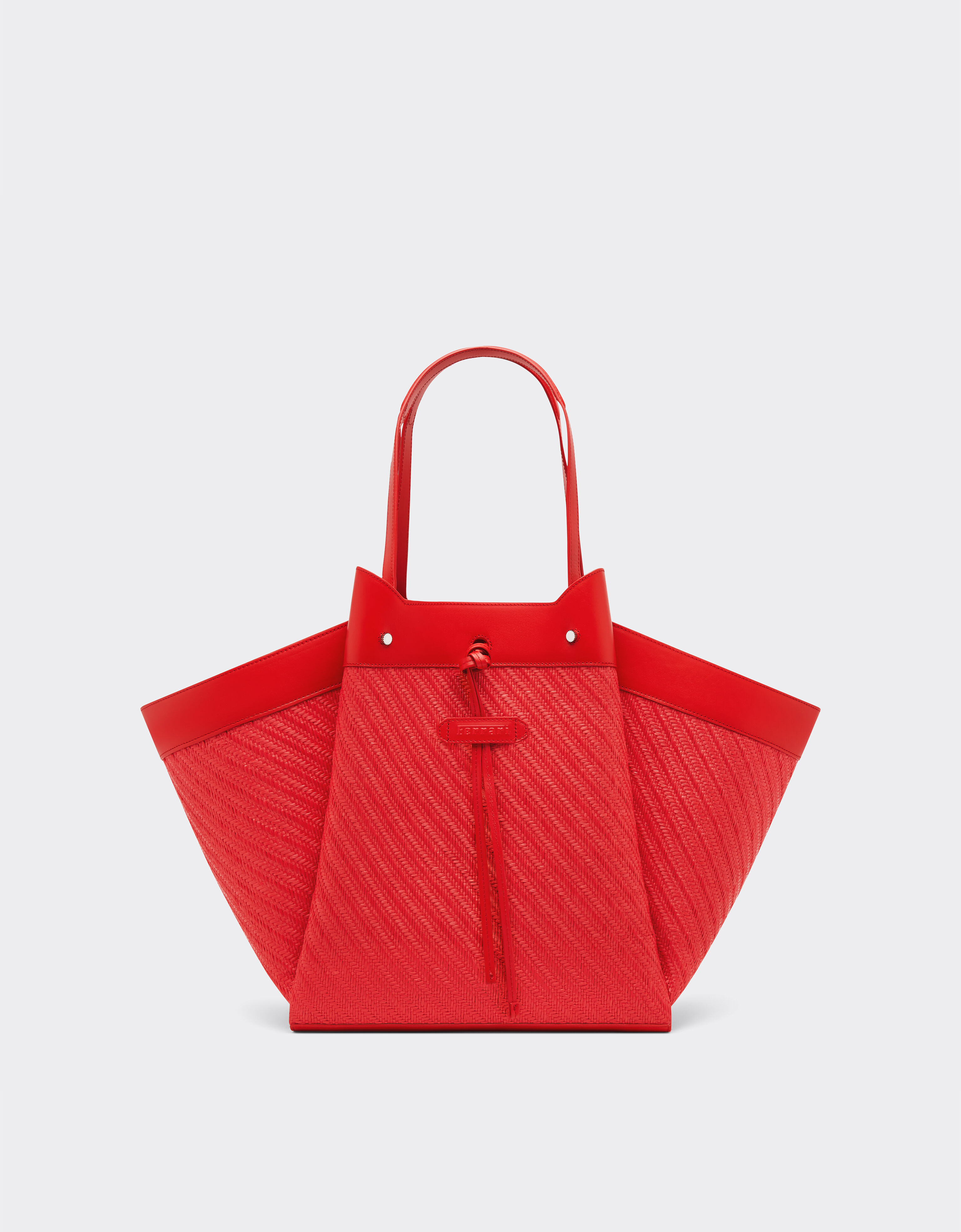 Ferrari Raffia and leather tote bag Rosso Dino 49110f