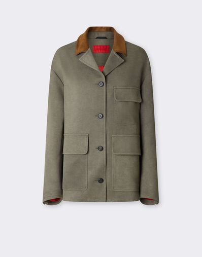 Giacca in Cady con Effetto Vissuto Ferrari Giacca in Cady con Effetto Vissuto Olive green CWWJK0004WVI0005f