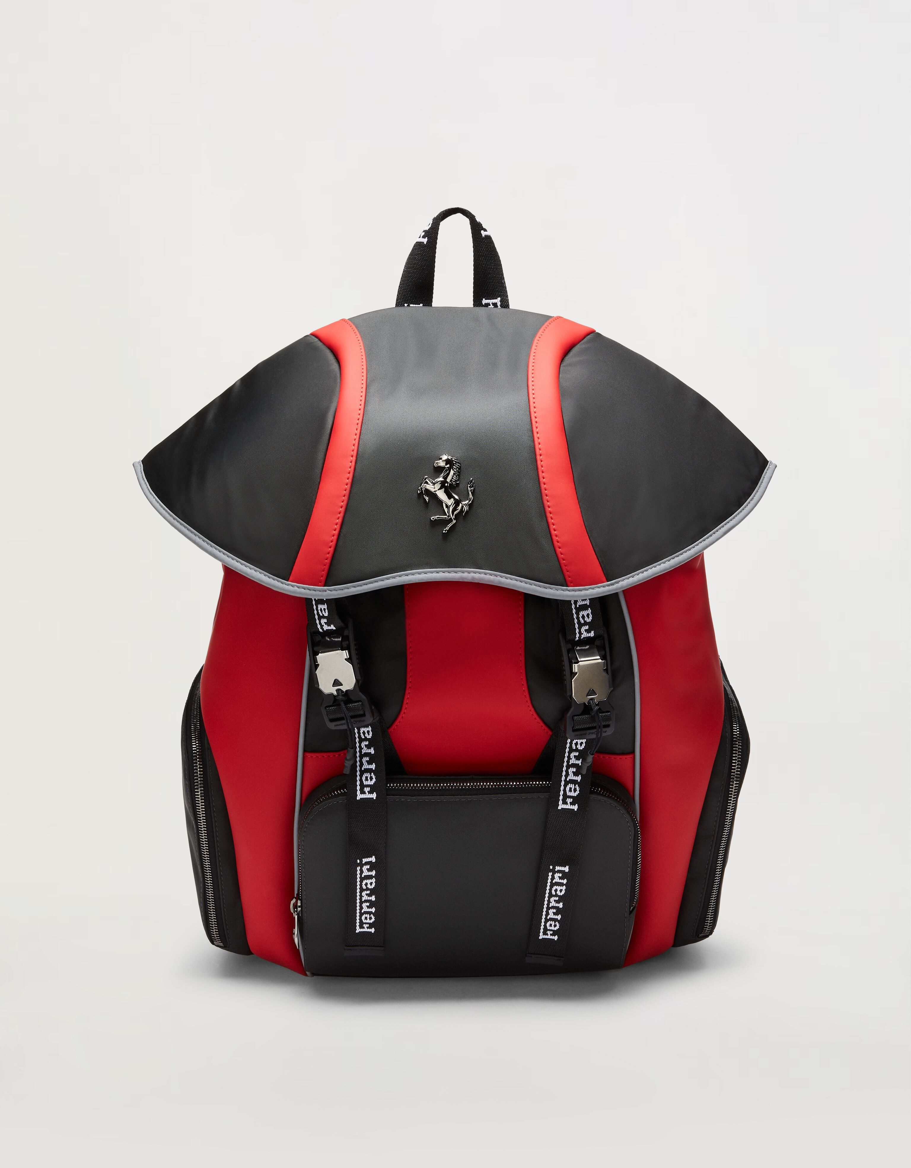 Ferrari Leather and nylon backpack Black 20582f