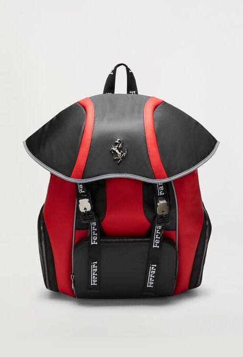 Ferrari Leather and nylon backpack Black 20582f