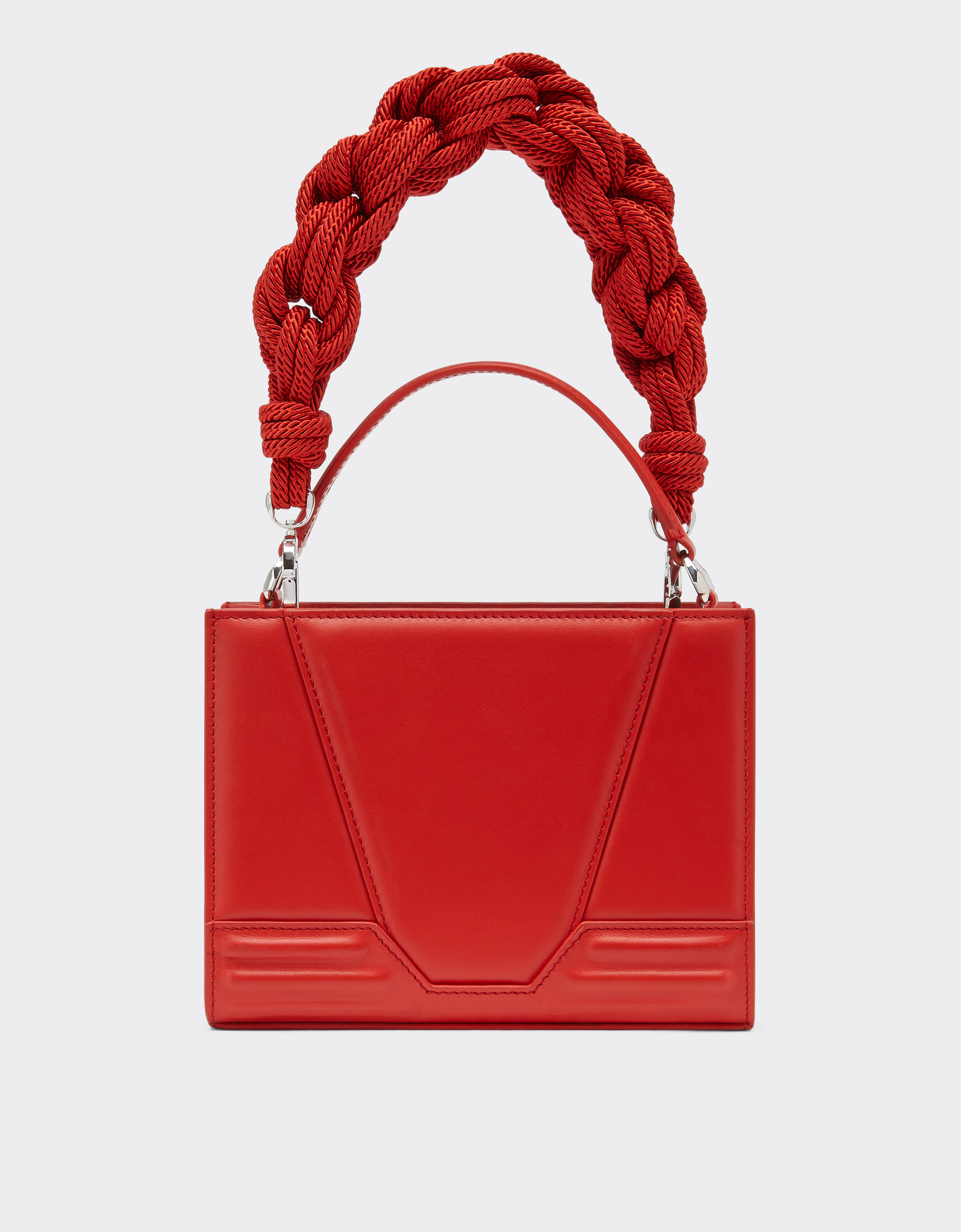 Ferrari GT leather micro tote bag with scoubidou detail in Rosso 