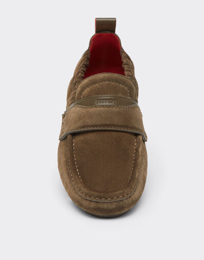 Ferrari Chaussures de conduite en cuir suede Khaki Green 50772f