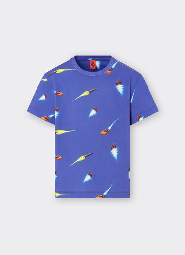 Ferrari Cotton T-shirt with Ferrari Cars print Antique Blue 20163fK