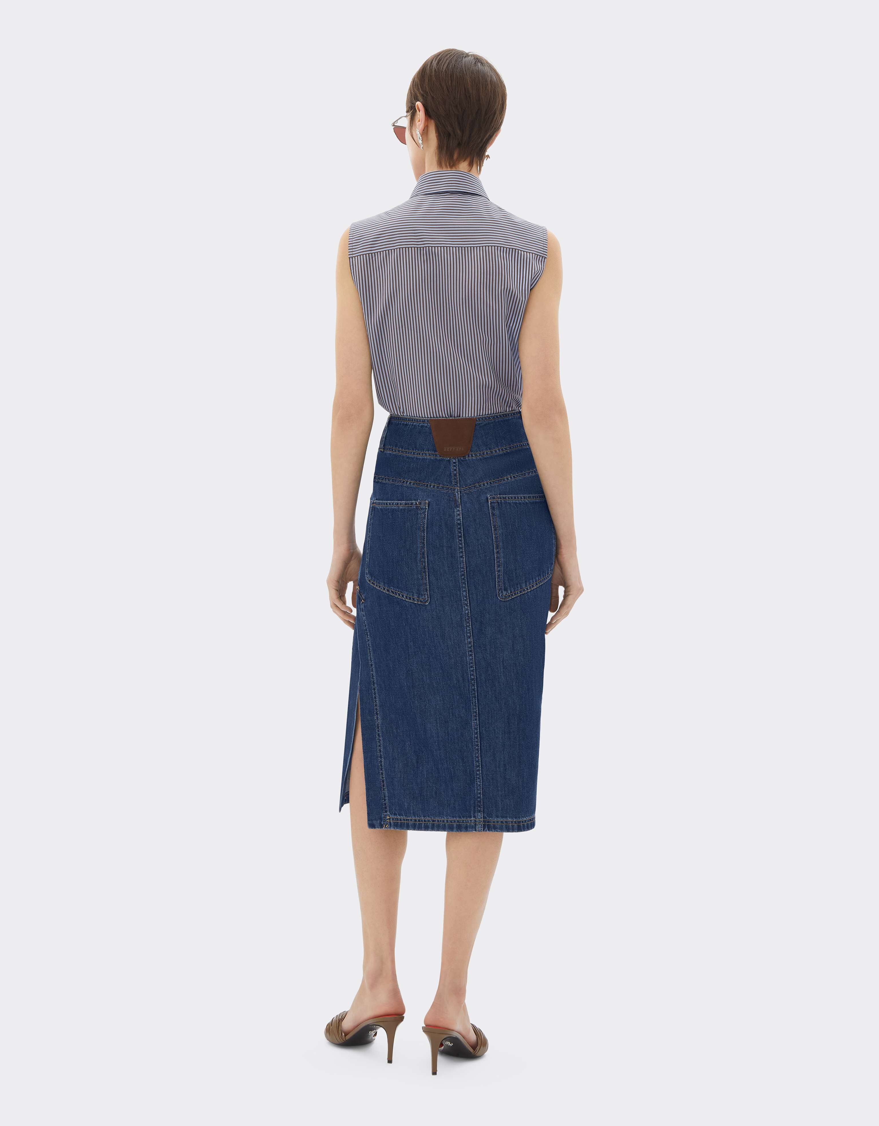 Falda midi de denim con detalles de Alcantara® Ferrari Falda midi de denim con detalles de Alcantara® Blu Denim CDWSK0006DCO0014f