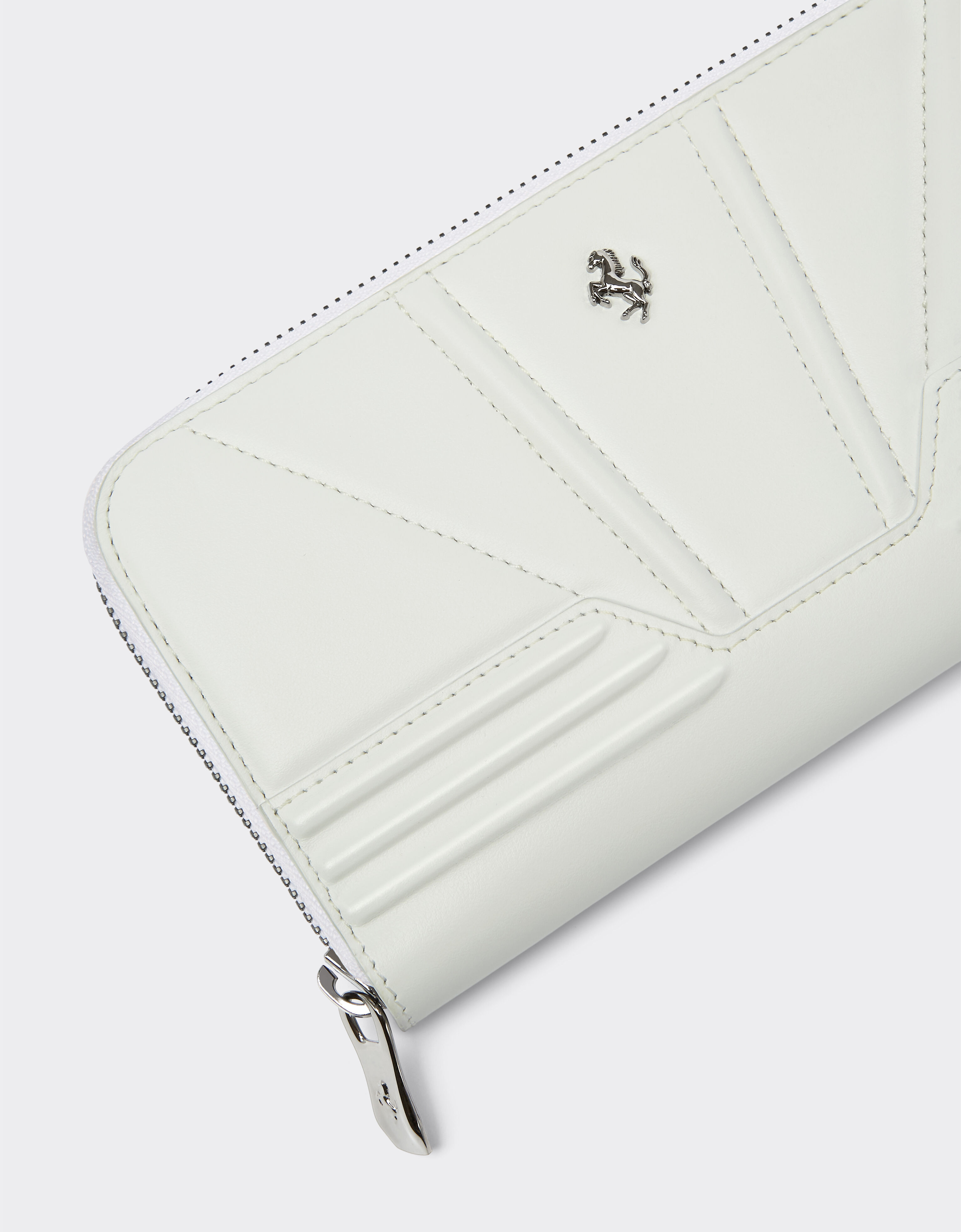 Ferrari Leather wallet with zip Optical White 20250f
